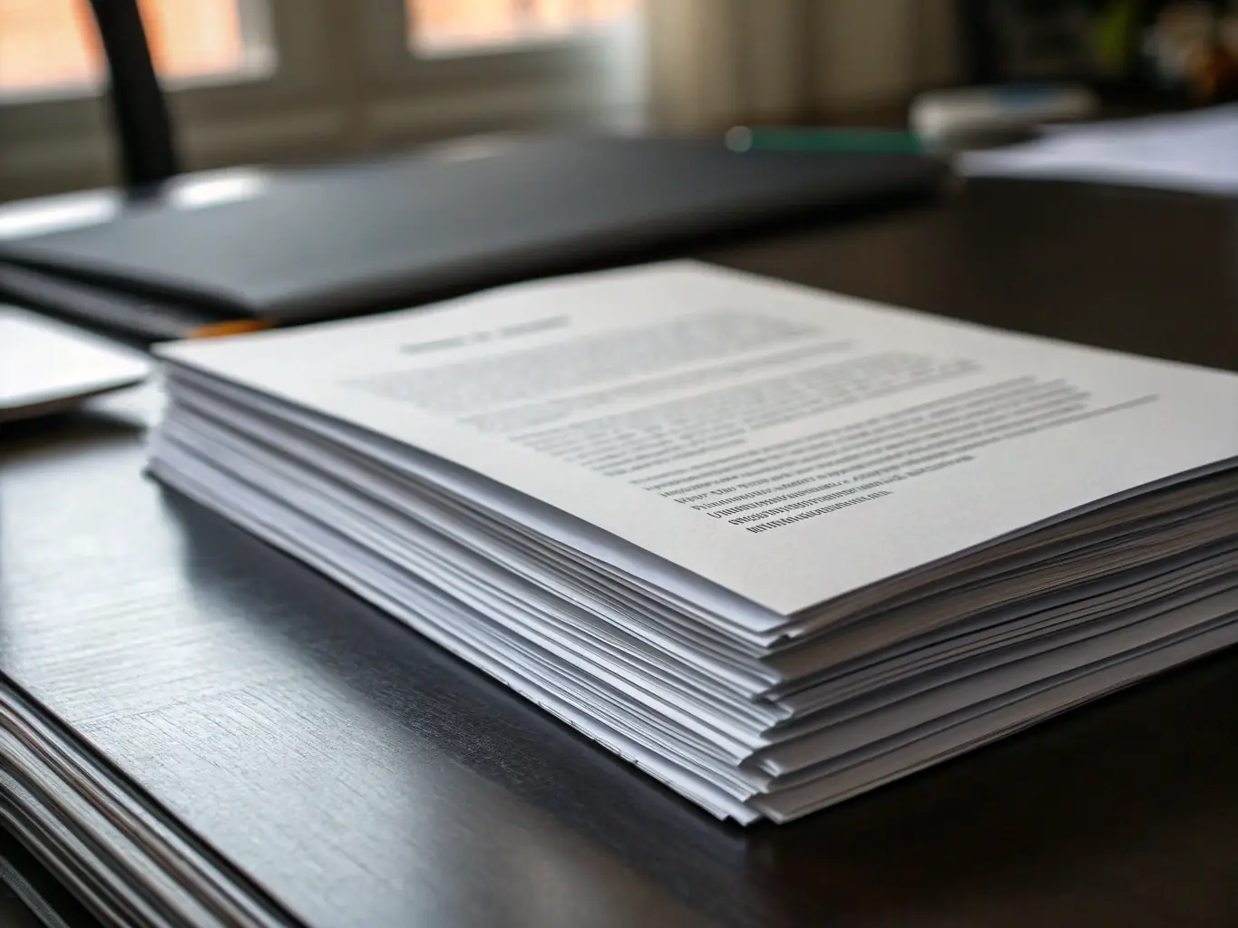 A stack of high-quality printing paper with a glossy finish, emphasizing the professional look and feel it provides for printed documents.